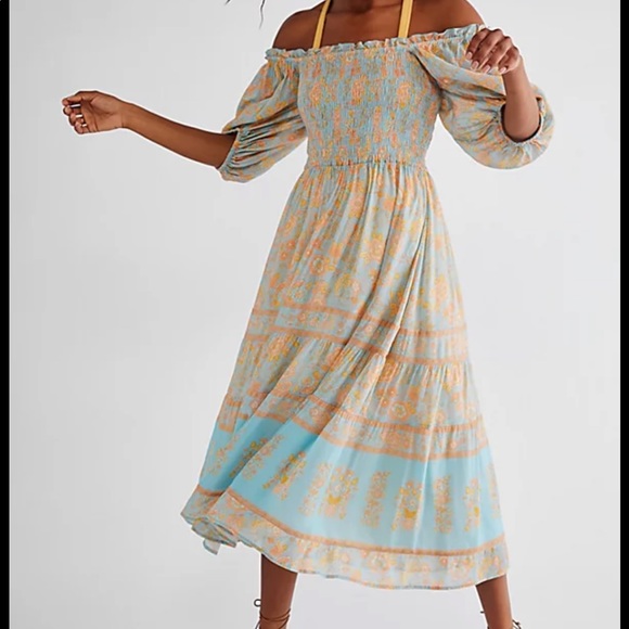 Spell Juniper Shirred Dress Eggshell XS - Picture 1 of 6